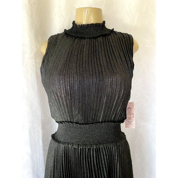 NWT Nanette Lepore Pleated Blouson Dress Sleeveless Very Black Knee Leng… - Picture 5 of 8